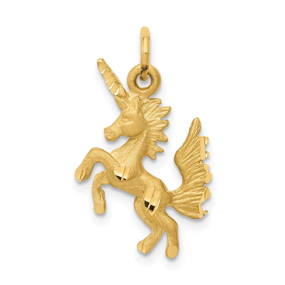 14k Yellow Gold Dancing Unicorn Charm Pendant
