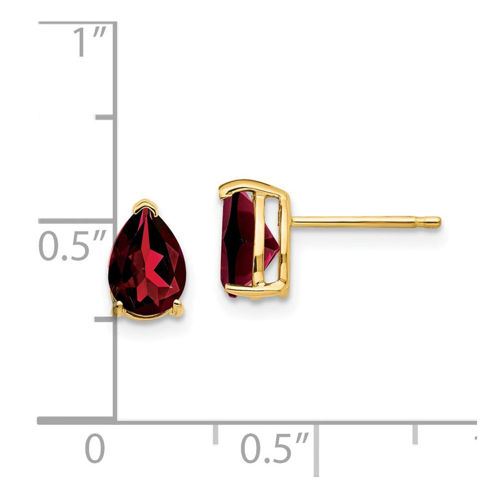 14k Yellow Gold 7x5mm Pear Garnet Stud Earrings