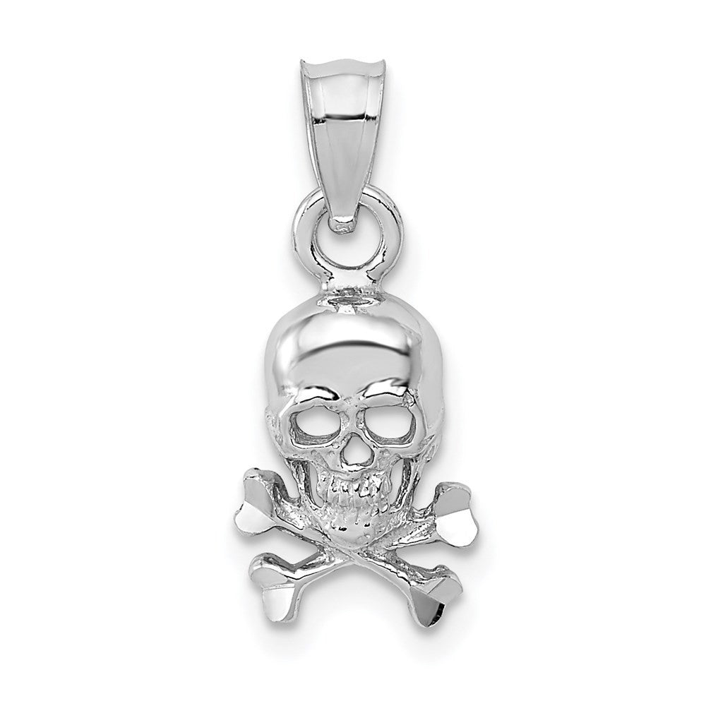 14k White Gold Skull and Crossbones Pendant
