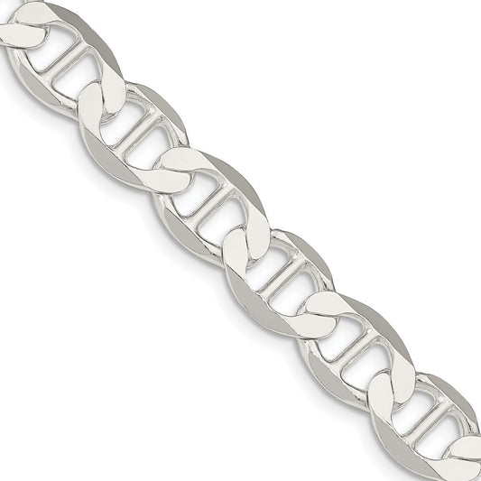 Sterling Silver 9.95mm Flat Anchor Chain Necklace 22"