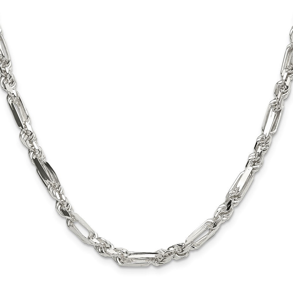 Sterling Silver 4.75mm Diamond-Cut Figarope Chain Necklace 24"