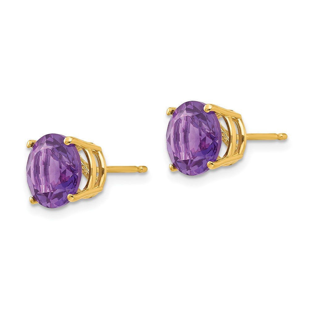 14k Yellow Gold 8mm Amethyst Stud Earrings