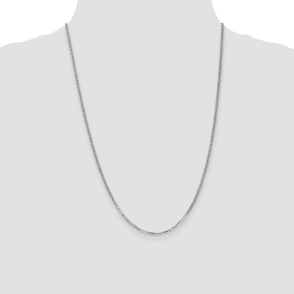 14k Yellow Gold White Gold 2.2mm Flat Beveled Curb Chain Necklace 24"