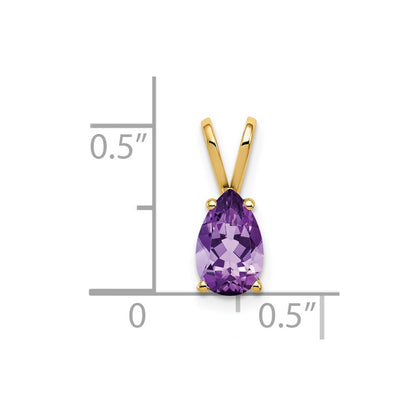 14k Yellow Gold 8x5mm Pear Amethyst pendant