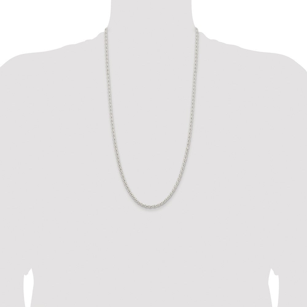 Sterling Silver Rhodium-plated 3.7mm Round Spiga Chain Necklace 28"