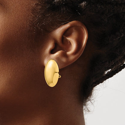 14k Yellow Gold Omega Clip Polished Non-pierced Stud Earrings