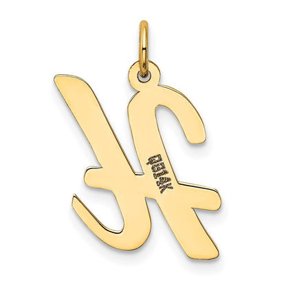 14k Yellow Gold Large Script Letter H Initial Charm Pendant