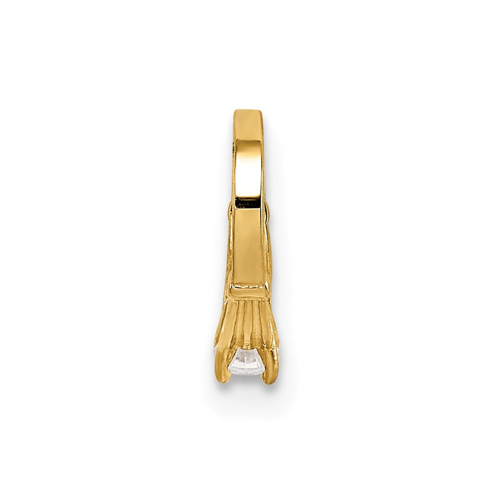 14k Yellow Gold 3D Ring with White CZ Charm Pendant