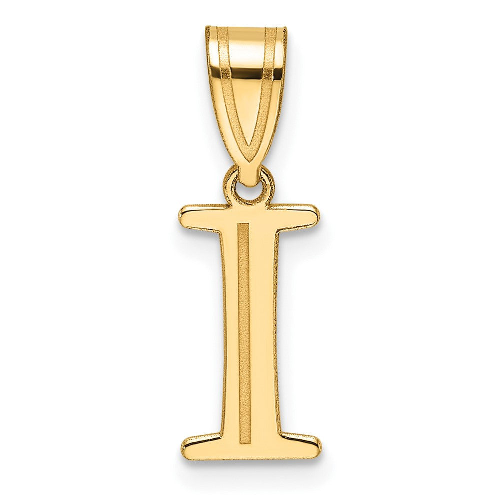 14k Yellow Gold Polished Etched Letter I Initial Pendant