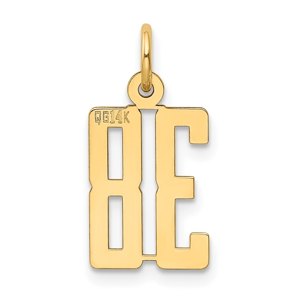 14k Yellow Gold Small Elongated Number 38 Charm Pendant