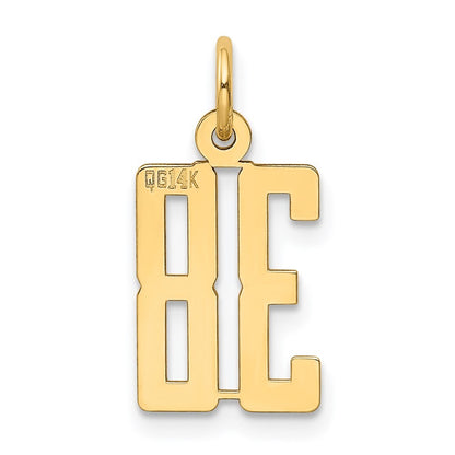 14k Yellow Gold Small Elongated Number 38 Charm Pendant