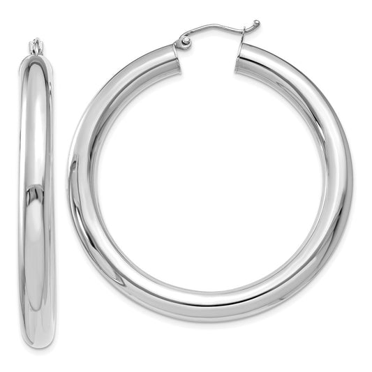 14k White Gold Polished 5mm Lightweight Hoop Earrings