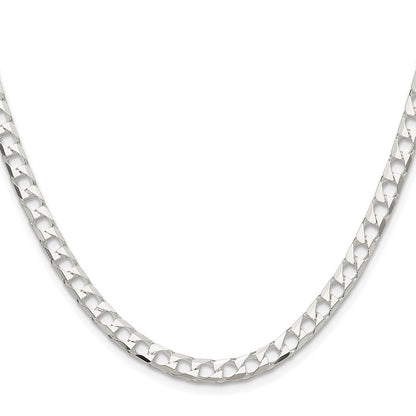 Sterling Silver Rhodium-plated 5mm Diamond-Cut Square Curb Chain Necklace 24"