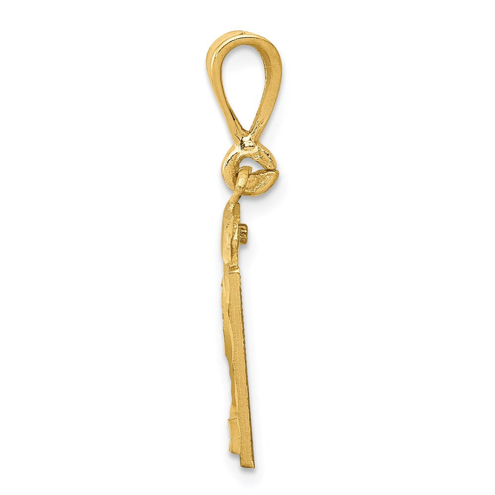 14k Yellow Gold Small Brushed Diamond-cut Number 21 Charm Pendant