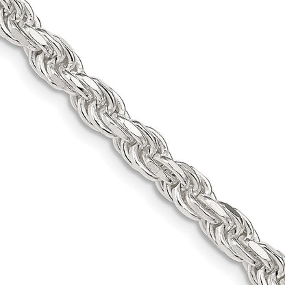 Sterling Silver 4.6mm Diamond-cut Rope Chain Necklace 24"