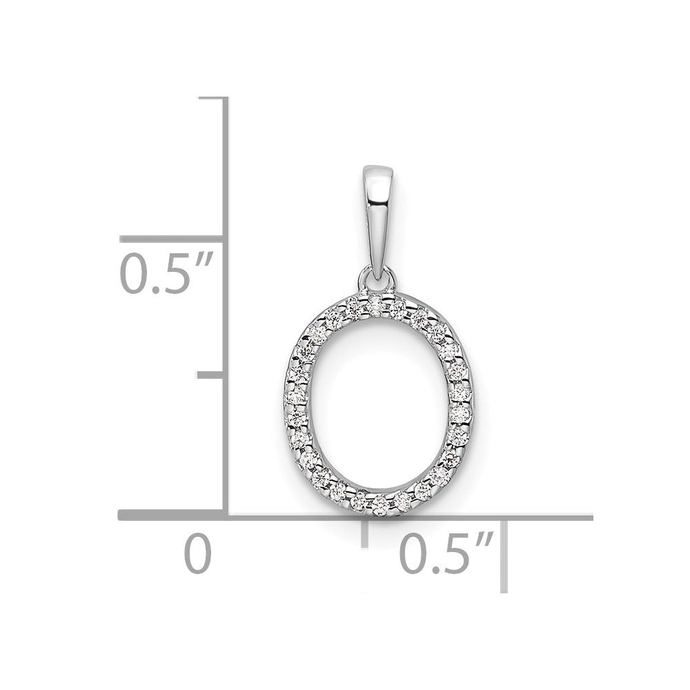 14k White Gold Diamond Letter O Initial Pendant