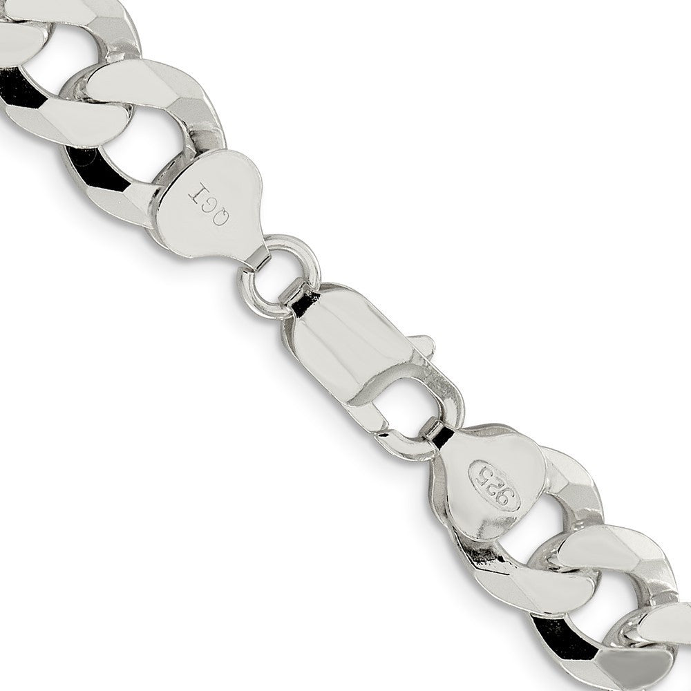 Sterling Silver 10.6mm Beveled Curb Chain Necklace 26"