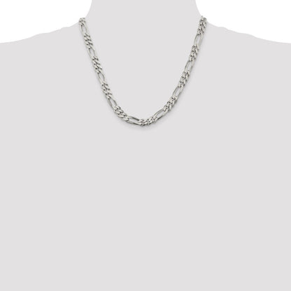 Sterling Silver 8mm Figaro Chain Necklace 20"