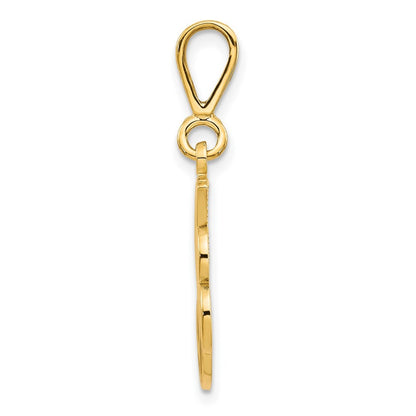 14k Yellow Gold Polished Script Filigree Letter J Initial Pendant