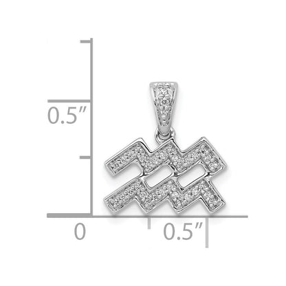14k White Gold Diamond Aquarius Zodiac Pendant