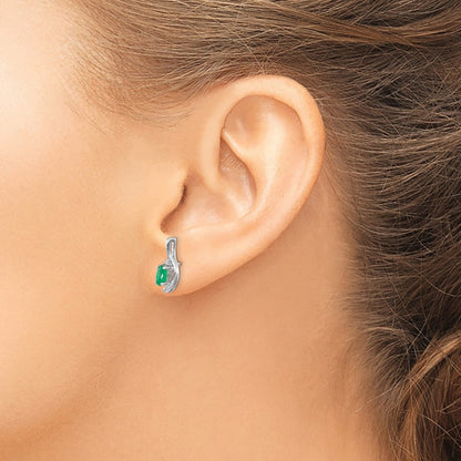 14k White Gold Emerald and Diamond Drop & Dangle Earrings