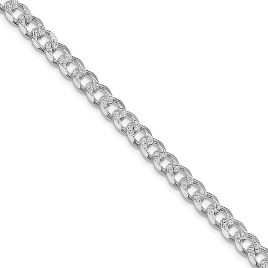 Sterling Silver Rhodium-plated 7mm Pav� Curb Chain Necklace 20"