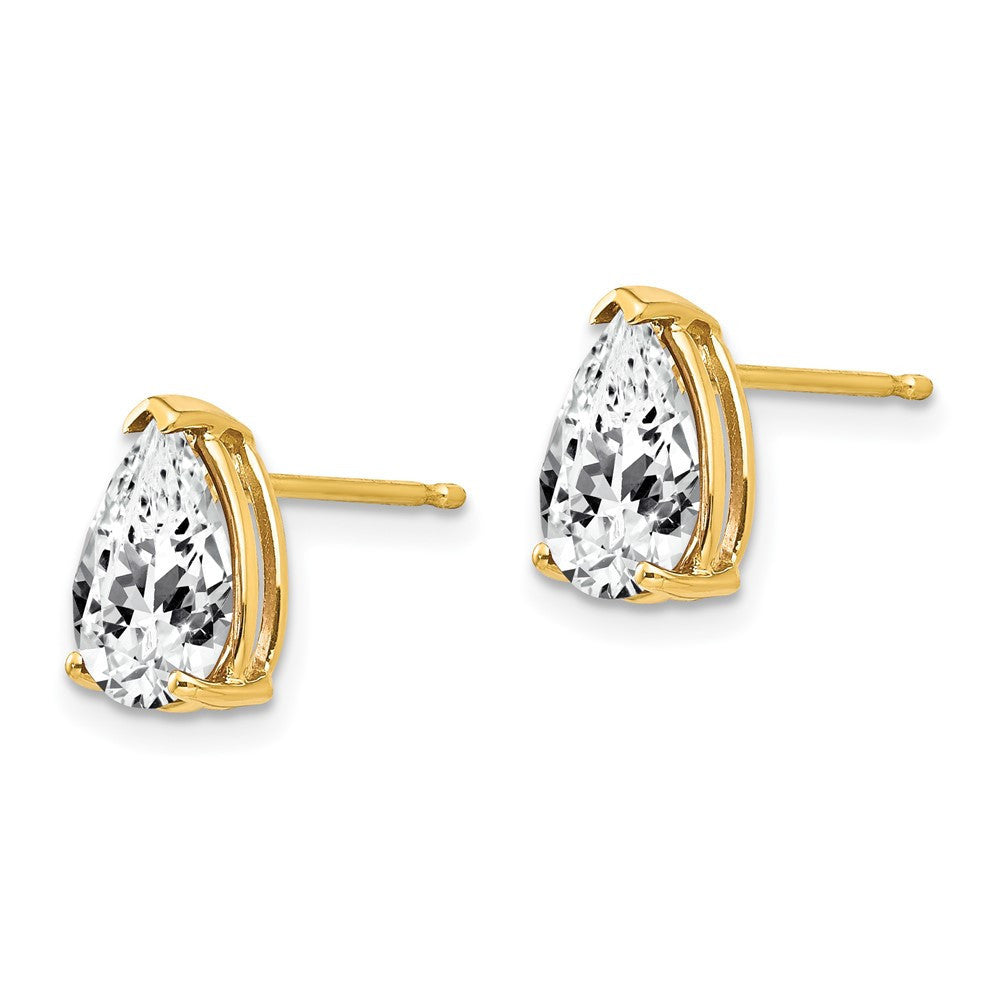 14k Yellow Gold 9x6mm Pear Cubic Zirconia Stud Earrings