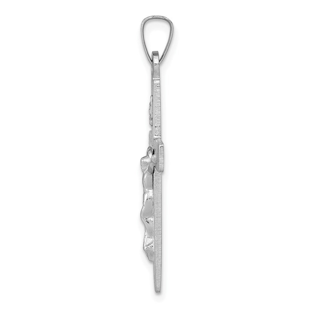 14k White Gold INRI Crucifix Charm Pendant