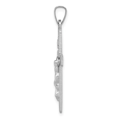 14k White Gold INRI Crucifix Charm Pendant