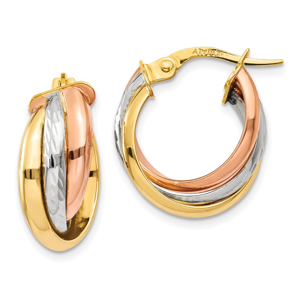 14K Tri-color Gold Polished Hoop Earring