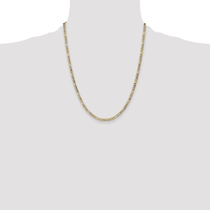 14k Yellow Gold 3.5mm Semi-Solid Figaro with Lobster Clasp Chain Necklace 22"