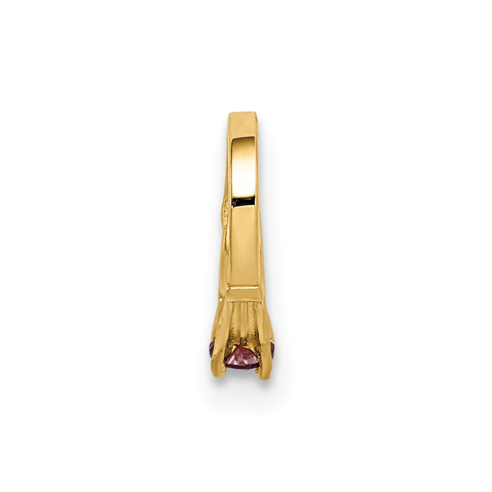 14k Yellow Gold 3D Ring with Light Purple CZ Charm Pendant