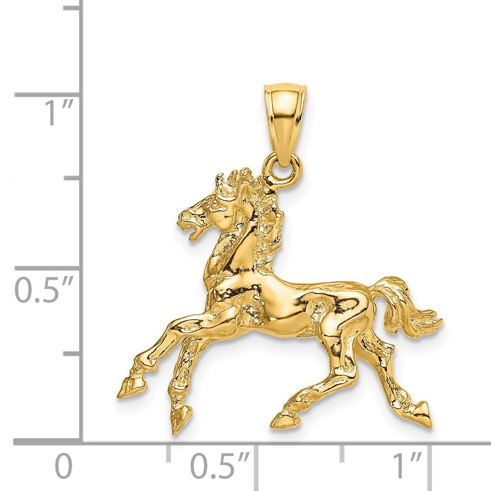 14k Yellow Gold 3-D Horse Trotting Charm Pendant