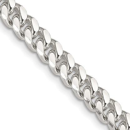 Sterling Silver 6mm Domed w/ Side Diamond-Cut Curb Chain Necklace 18"