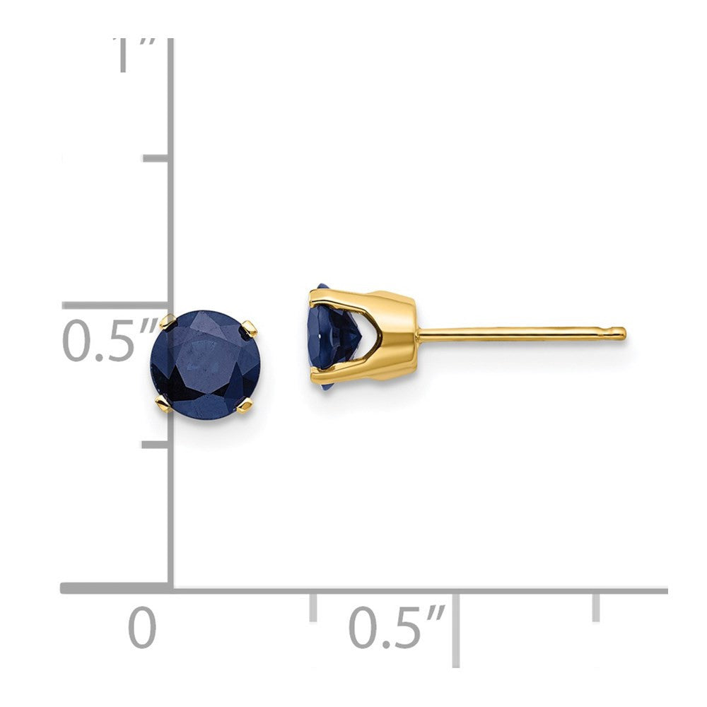 14k Yellow Gold 5mm Natural Sapphire Stud Earrings - September