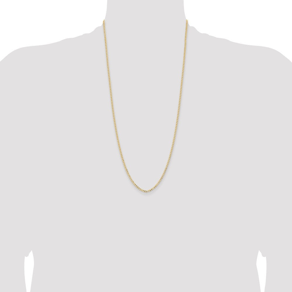14k Yellow Gold 2.85mm Semi-Solid Curb with Lobster Clasp Chain Necklace 28"
