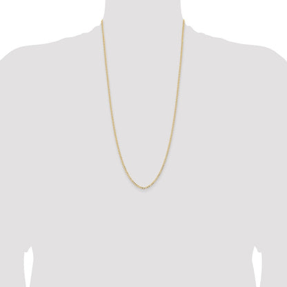 14k Yellow Gold 2.85mm Semi-Solid Curb with Lobster Clasp Chain Necklace 28"