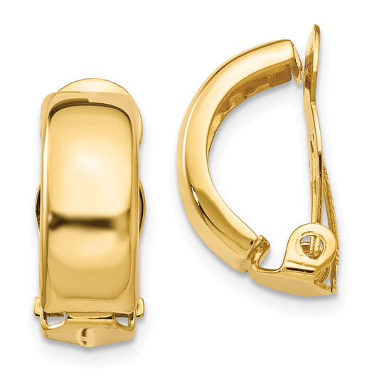 14k Yellow Gold Non-Pierced Polished Hoop Earrings
