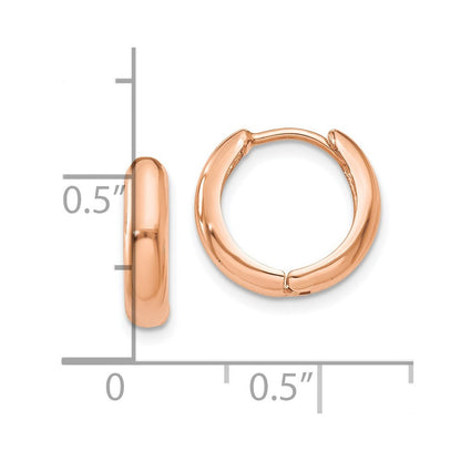 14k Rose Gold Polished Hinged Hoop Earrings