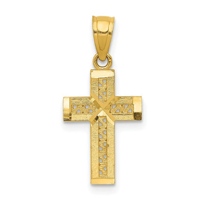 14k Yellow Gold Diamond-cut Cross w/X Center Pendant