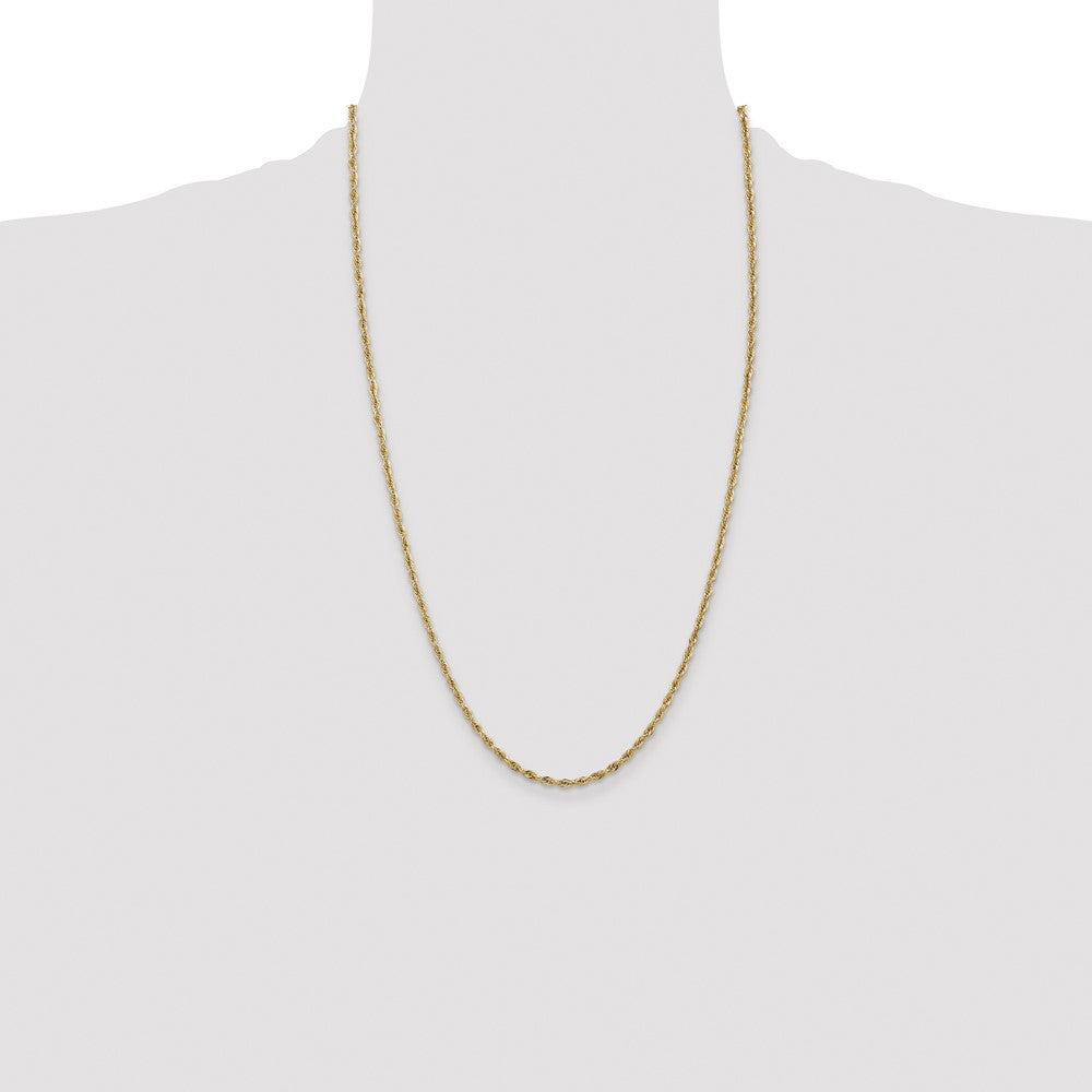 14k Yellow Gold 2.8mm Semi Solid Rope with Lobster Clasp Chain Necklace 26"
