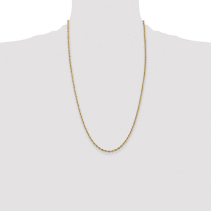 14k Yellow Gold 2.8mm Semi Solid Rope with Lobster Clasp Chain Necklace 26"