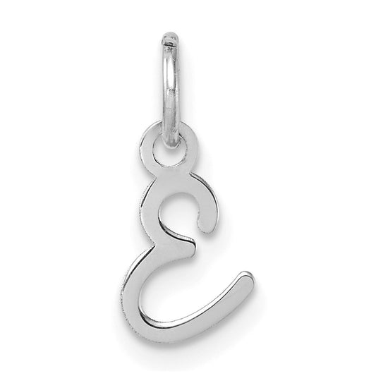 14k White Gold Uppercase Letter E Initial Charm Pendant