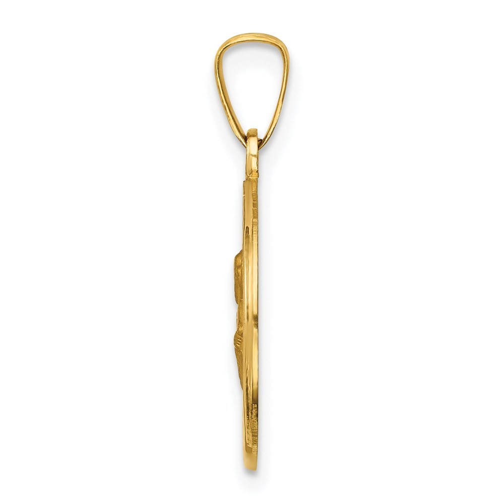 14k Yellow Gold Polished and Satin St Peter Medal Hollow Pendant