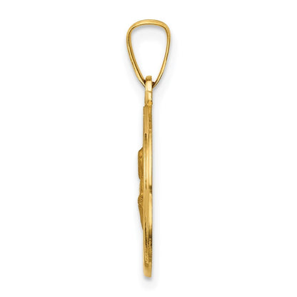 14k Yellow Gold Polished and Satin St Peter Medal Hollow Pendant