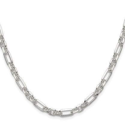 Sterling Silver Diamond-Cut 3 Short Plus 1 Long Cable Link Chain Necklace 24"