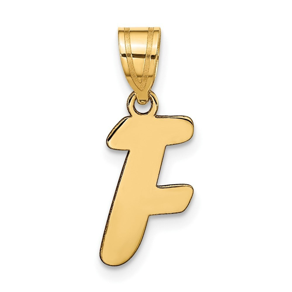 14k Yellow Gold Polished Script Letter F Initial Pendant