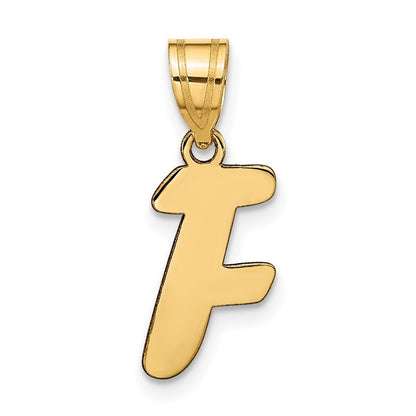 14k Yellow Gold Polished Script Letter F Initial Pendant