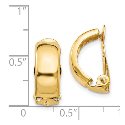 14k Yellow Gold Non-Pierced Polished Hoop Earrings