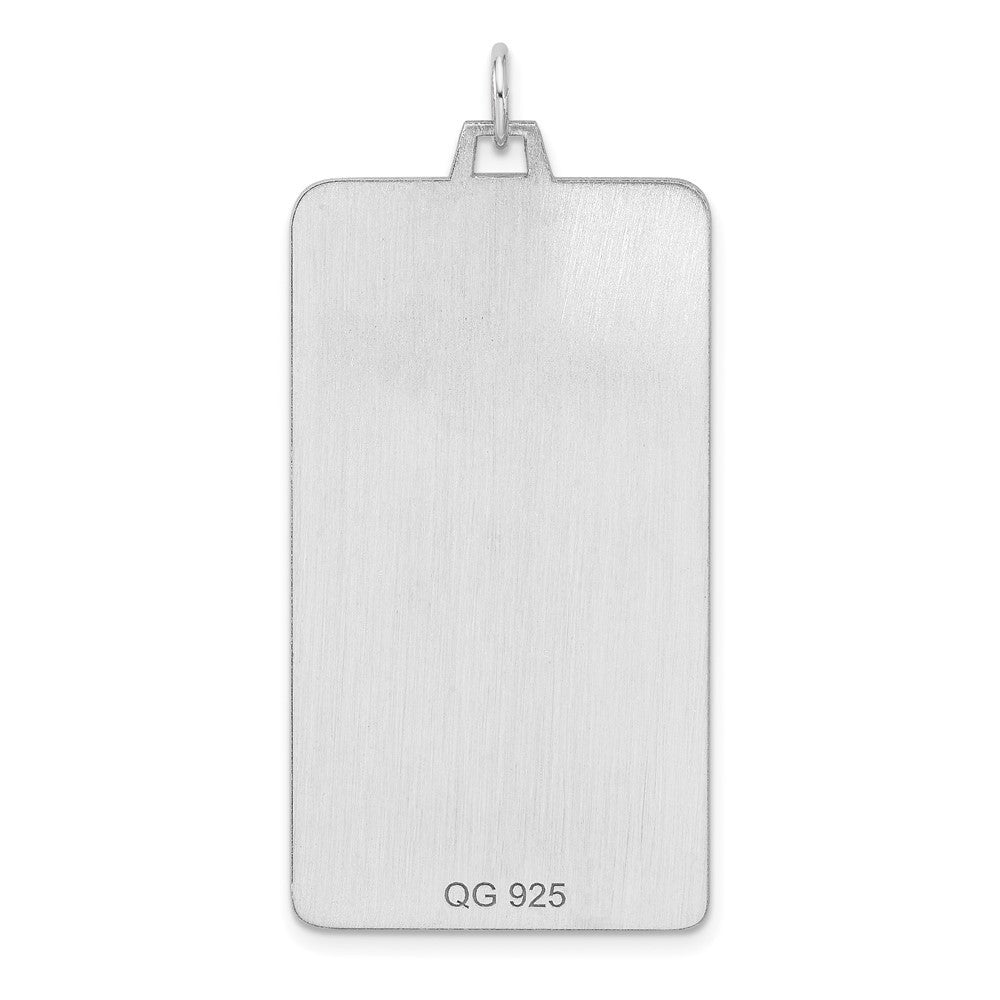 Sterling Silver Rhod-plate Rect. Polish Front Satin Back Disc Charm Pendant